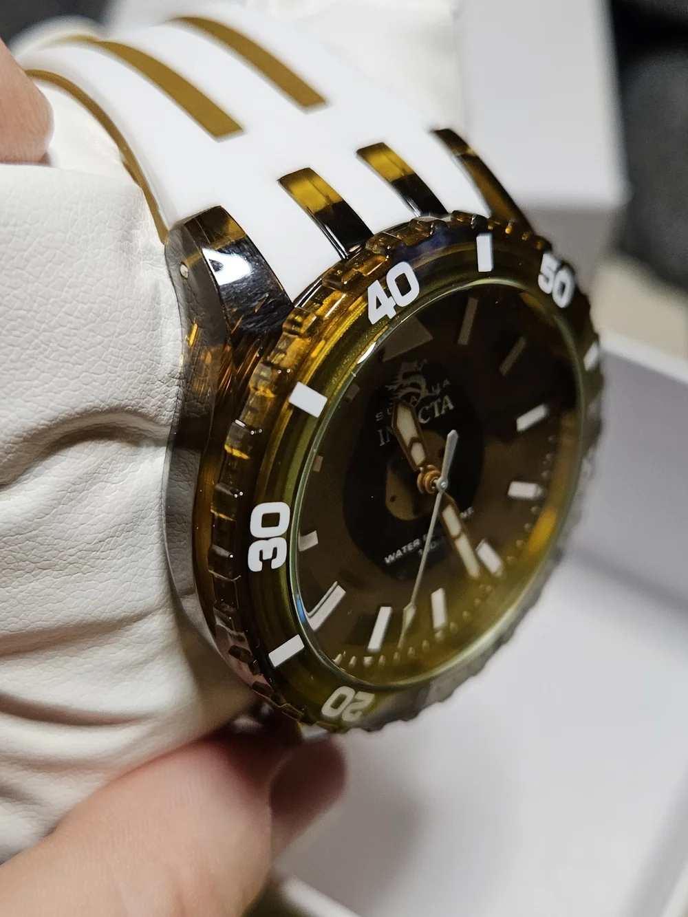 Invicta Subaqua Brown and White Transparent Dive-Style Watch